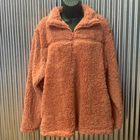 orange sherpa pullover